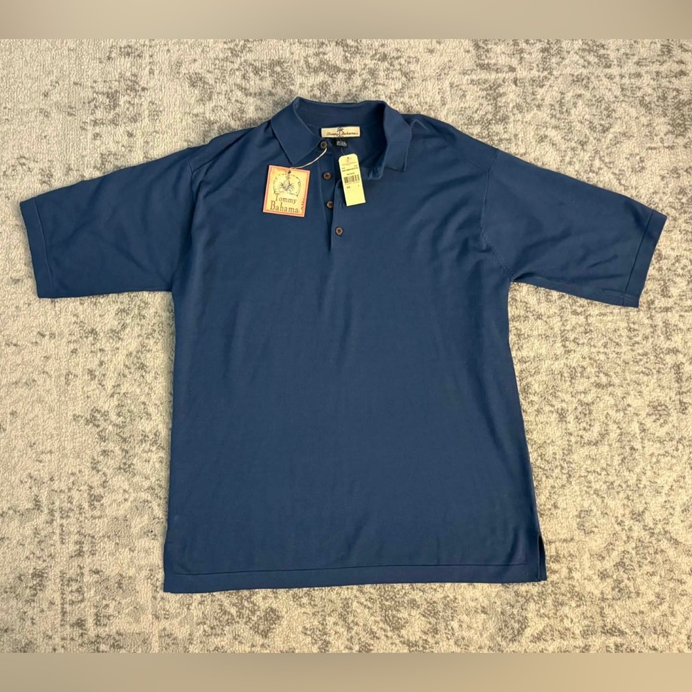 Tommy Bahama St Andrews Short Cut Polo Shirt Sea Blue Size Large New with tag